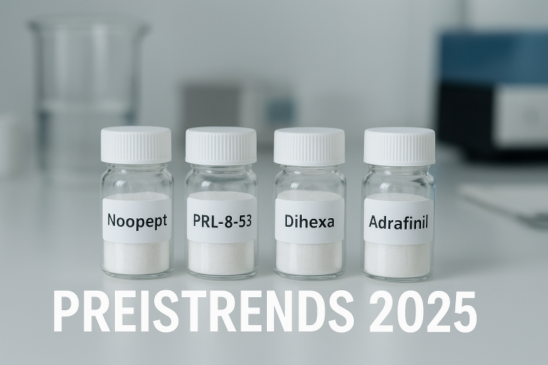 Preistrends bei Forschungschemikalien 2025: Was kosten Noopept, PRL-8-53 & Co.? 5 reistrends bei Forschungschemikalien 2025 – Noopept PRL 8 53 Co. im Preisvergleich