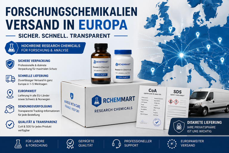 Forschungschemikalien Versand in Europa: Lieferung, Sicherheit & Qualität 1 Forschungschemikalien Versand Europa | Schnell, Sicher & Diskret