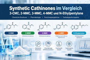 Comparison of 3-CMC, 2-MMC, 3-MMC, 4-MMC and N-ethylpentylones with chemical structures and toxicological aspects.